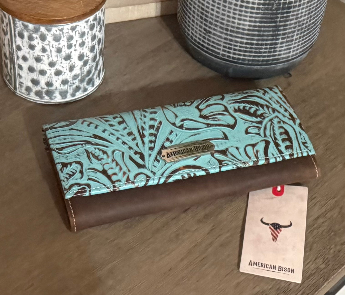 American Bison Turquoise Tooled