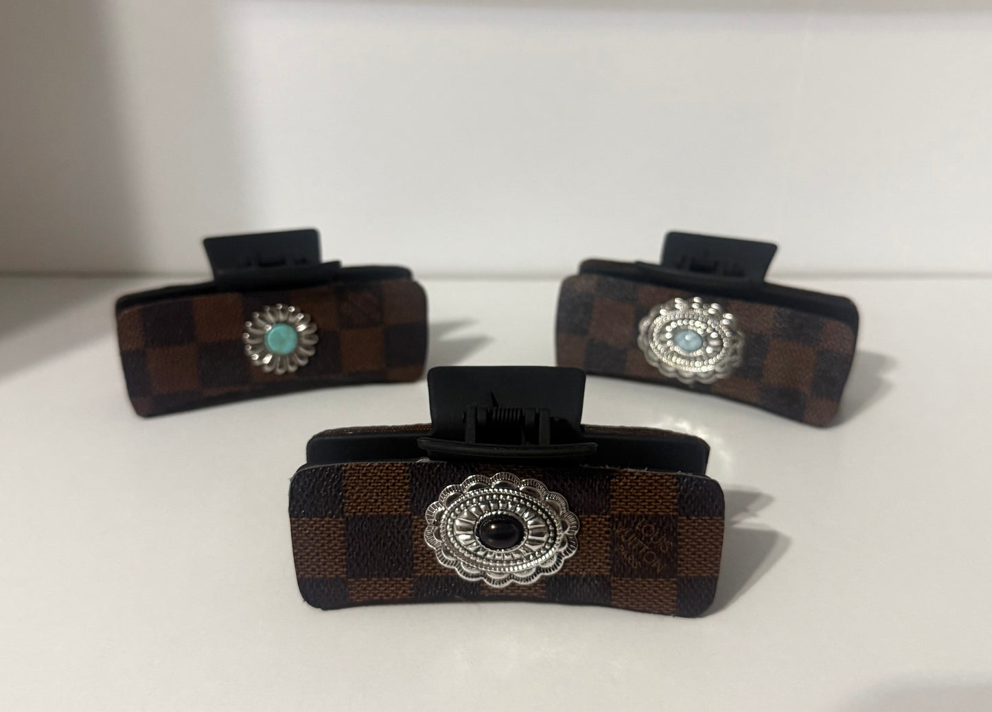 Upcycled LV Black concho hair clip