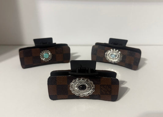 Upcycled LV Black concho hair clip