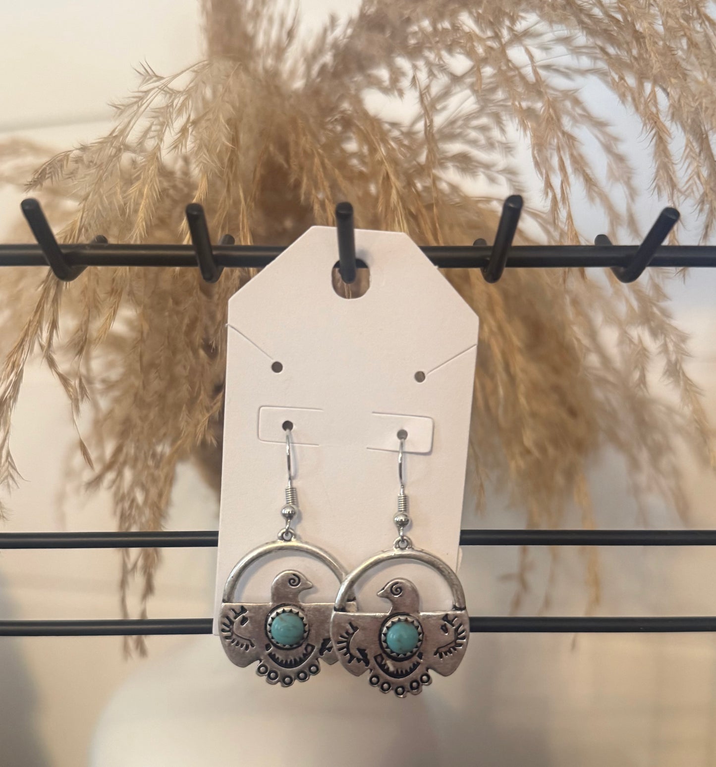 Turquoise Thunderbird Hoops