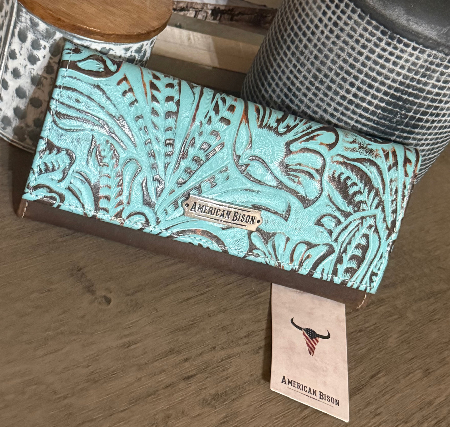 American Bison Turquoise Tooled